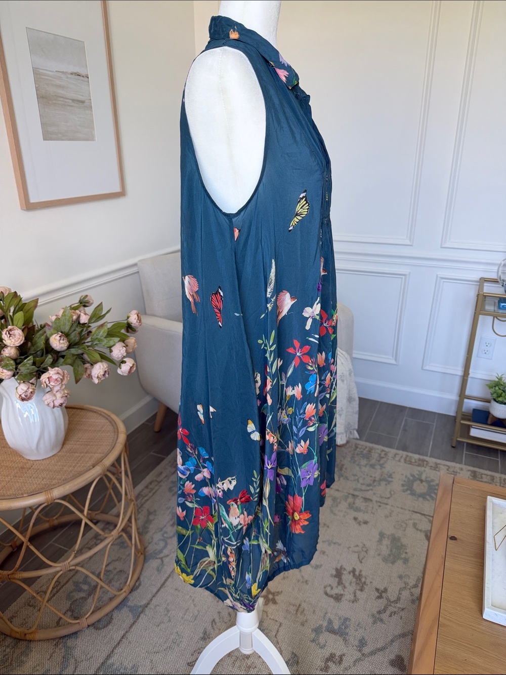 Johnny Was Summy Long Tunic Dress Dark Floral Boho Small - Picture 6 of 14